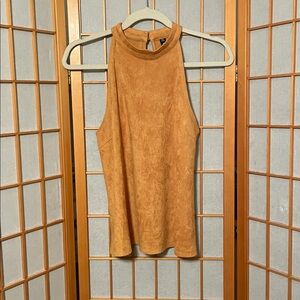 Design Lab Suede Like Tan Sleeveless Halter Top Size M